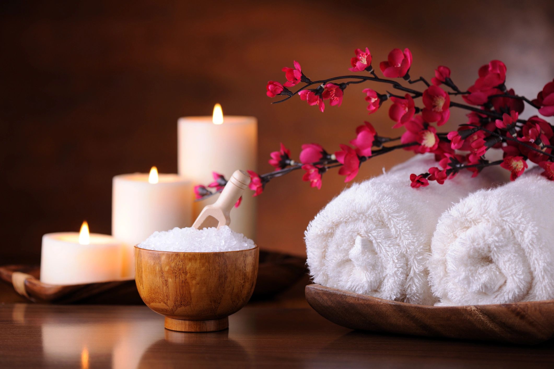 Calm spa scene with wellness items
